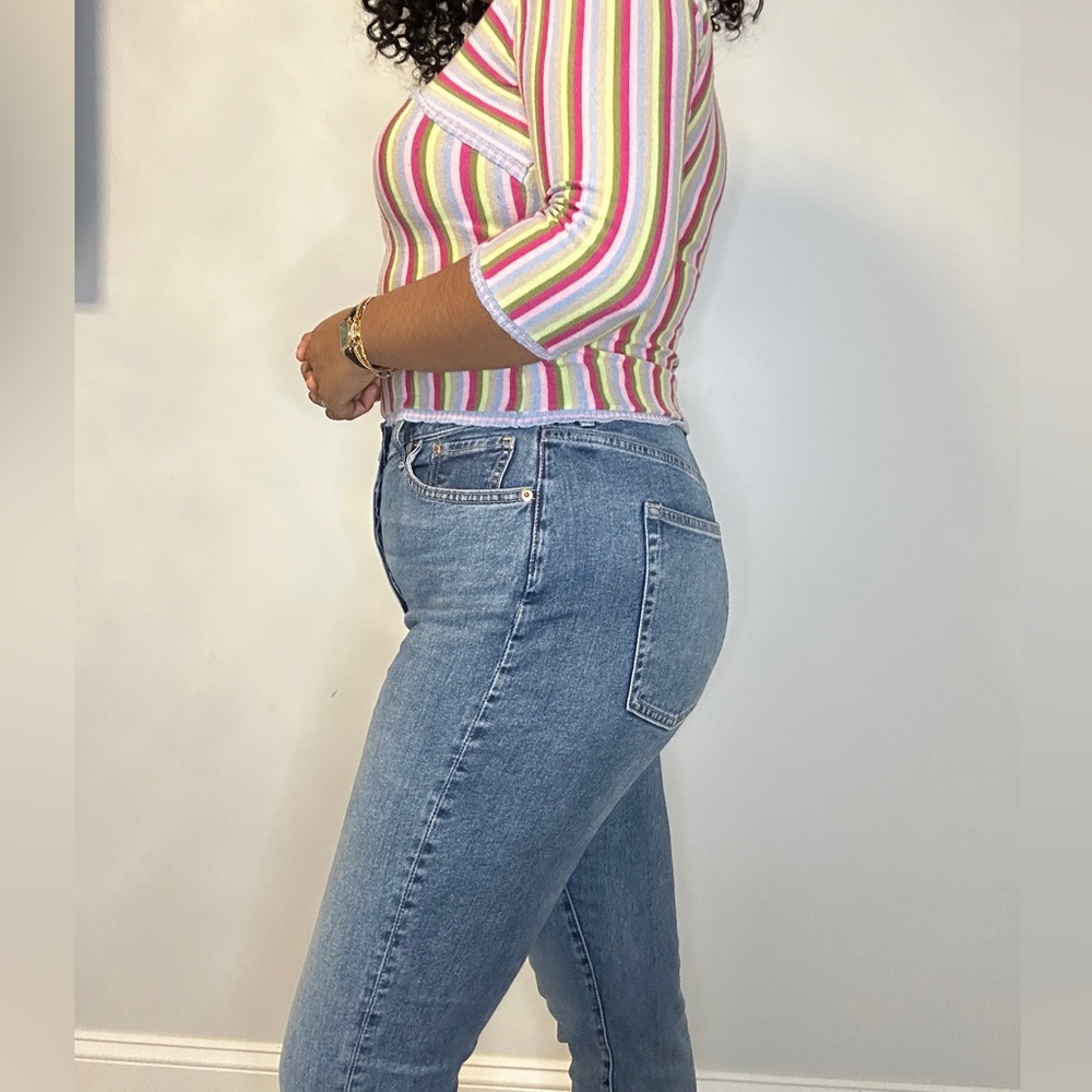 H&M Mom-Jean Stretch High rise Straight leg jeans Size 12/14